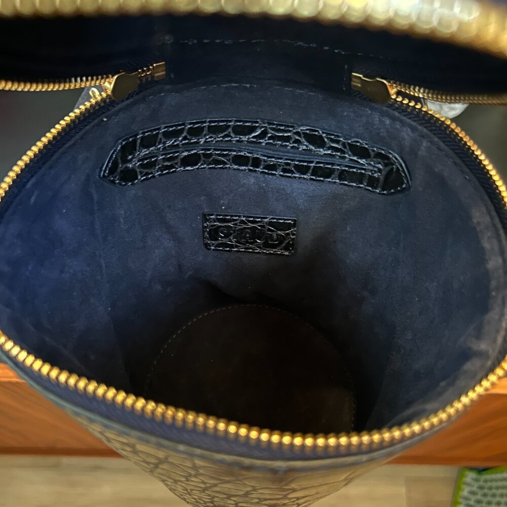 STAUD Minnow Handbag in Navy Crocodile Leather - Picture 6 of 6